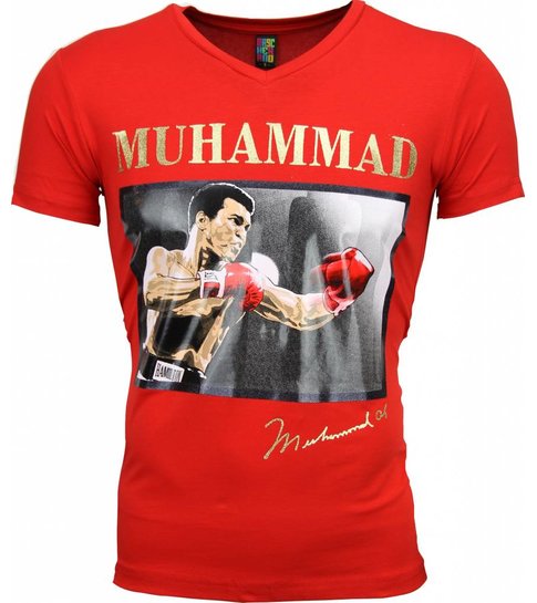 Local Fanatic T-shirt - Muhammad Ali Glossy Print - Rood