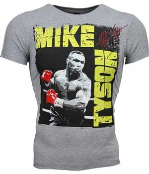 Local Fanatic T-shirt - Mike Tyson Glossy Print - Grijs