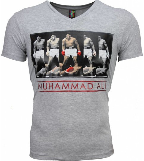 Local Fanatic T-shirt - Muhammad Ali Panorama Print - Grijs