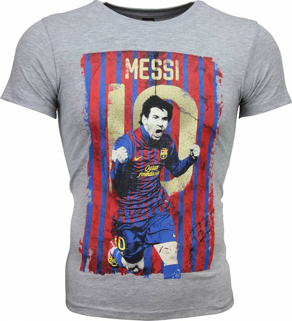 het formulier Afdrukken Waardig Local Fanatic T-shirt - Messi 10 Print - Grijs - Style Italy