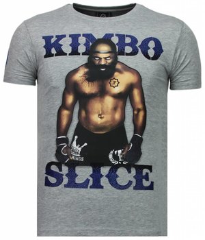 Local Fanatic Kimbo Slice - Rhinestone T-shirt - Grijs