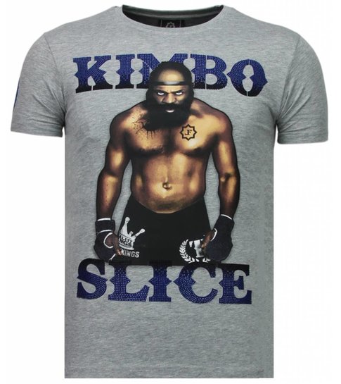 Local Fanatic Kimbo Slice - Rhinestone T-shirt - Grijs