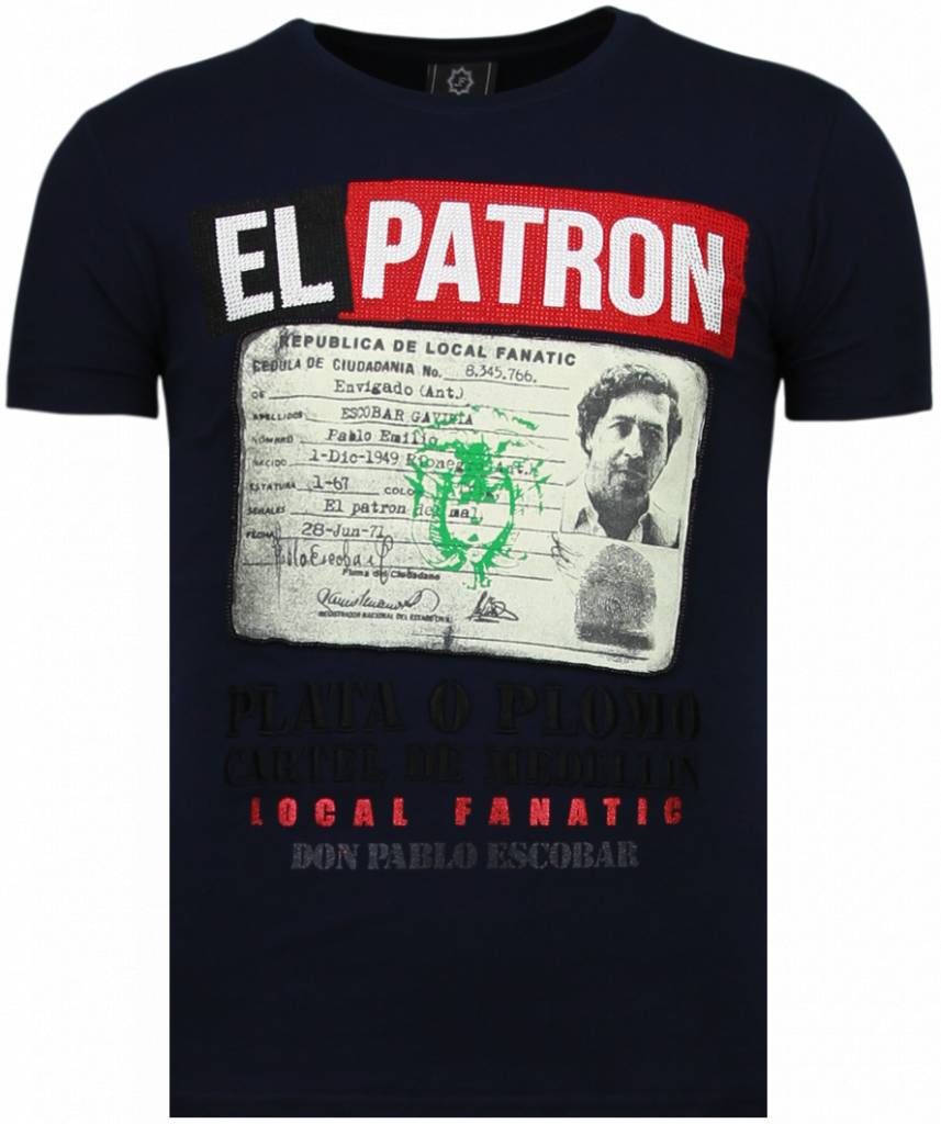 Local Fanatic El Patron Narcos Billionaire Rhinestone T Shirt Blauw local fanatic kopen in de aanbieding Local Fanatic El Patron Narcos Billionaire Rhinestone T Shirt Blauw local fanatic kopen in de aanbieding