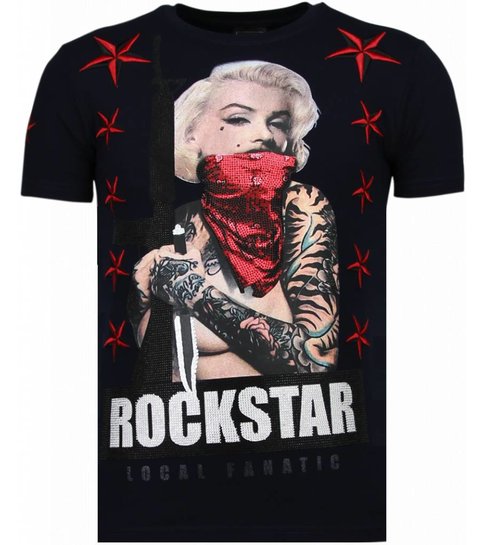 Local Fanatic Marilyn Rockstar - Rhinestone T-shirt - Blauw