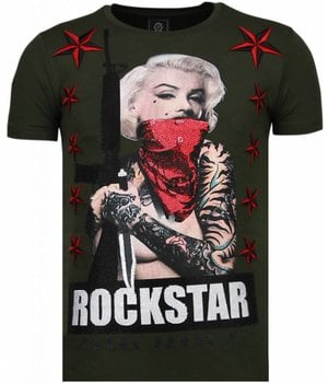 Local Fanatic Marilyn Rockstar - Rhinestone T-shirt - Groen