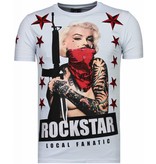 Local Fanatic Marilyn Rockstar - Rhinestone T-shirt - Wit