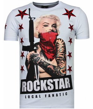 Local Fanatic Marilyn Rockstar - Rhinestone T-shirt - Wit