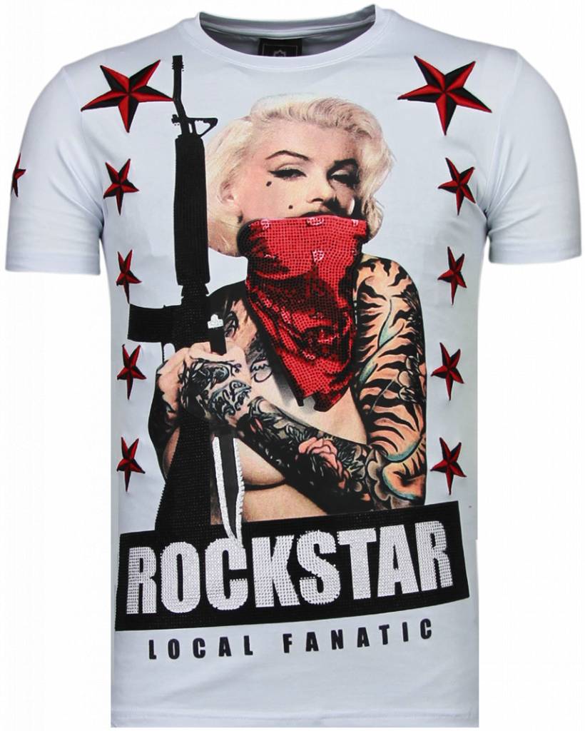 Local Fanatic Marilyn Rockstar Rhinestone T Shirt Wit local fanatic kopen in de aanbieding Local Fanatic Marilyn Rockstar Rhinestone T Shirt Wit local fanatic kopen in de aanbieding