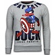 Captain Duck - Rhinestone Sweater - Grijs