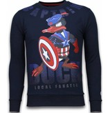 Local Fanatic Captain Duck - Rhinestone Sweater - Navy