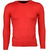 TONY BACKER Casual Trui - Exclusive Blanco V-Hals - Rood