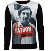 Local Fanatic El Patron Escobar - Digital Rhinestone Sweater - Zwart