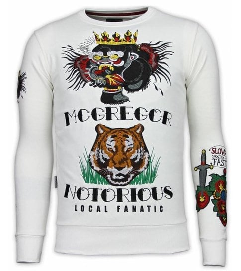 Local Fanatic McGregor Notoriuous Tattoo - Embroidery Sweater - Wit