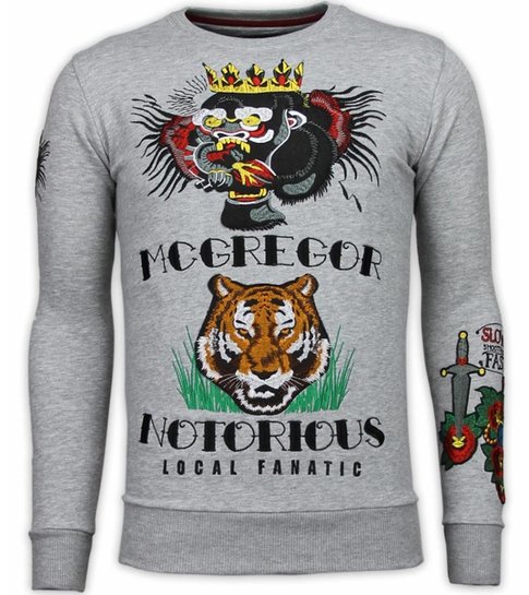 Local Fanatic McGregor Notoriuous Tattoo - Embroidery Sweater - Grijs