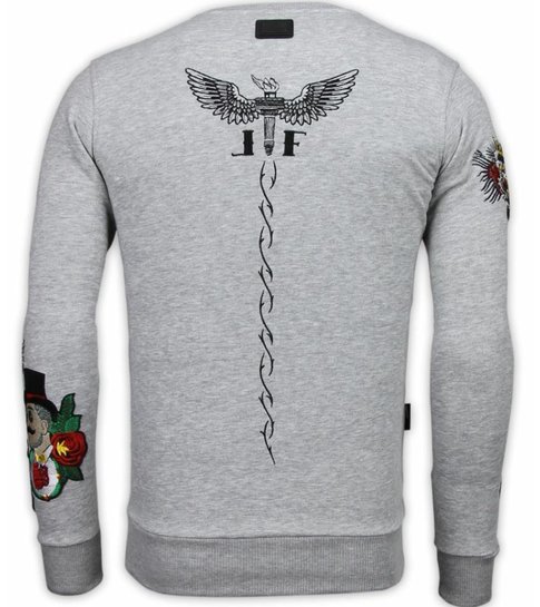 Local Fanatic McGregor Notoriuous Tattoo - Embroidery Sweater - Grijs