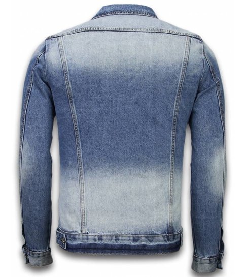 TONY BACKER Spijkerjasje - Spijkerjasje Heren Denim Jacket - Stonewashed Look - Blauw