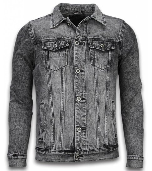 TONY BACKER Spijkerjasje - Spijkerjasje Heren Denim Jacket - Stonewashed Look - Grijs