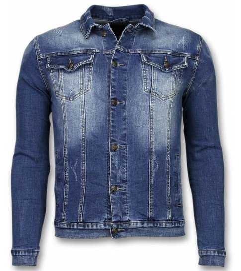 TRUE RISE Spijkerjasje - Stone Wash Spijkerjasje Heren Denim Jacket - Blauw