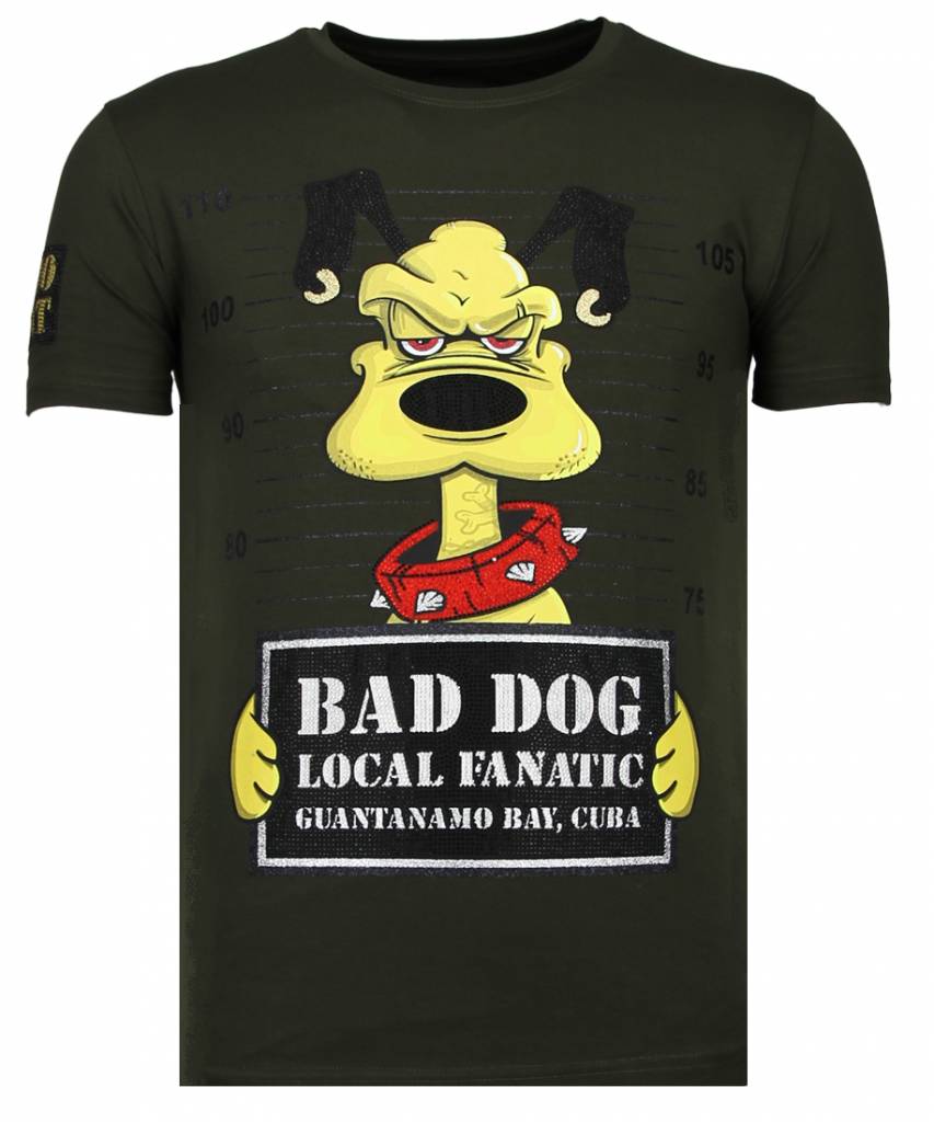 Local Fanatic Bad Dog Rhinestone T Shirt Khaki local fanatic kopen in de aanbieding Local Fanatic Bad Dog Rhinestone T Shirt Khaki local fanatic kopen in de aanbieding