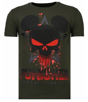 Local Fanatic Punisher Mickey - Rhinestone T-shirt - Khaki