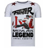 Local Fanatic Fighter - Bruce Lee T-shirt Rhinestones - Wit