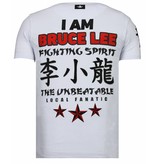 Local Fanatic Fighter - Bruce Lee T-shirt Rhinestones - Wit