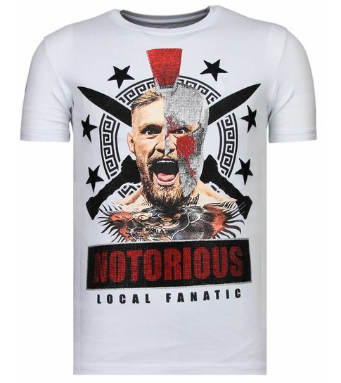 Local Fanatic Notorious Warrior - McGregor Rhinestone T-shirt - Wit