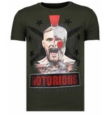 Local Fanatic Notorious Warrior -McGregor Rhinestone T-shirt - Khaki