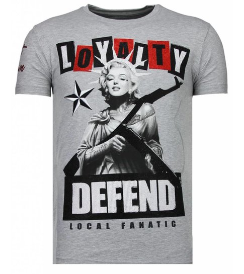 Local Fanatic Loyalty Marilyn - Rhinestone T-shirt - Grijs