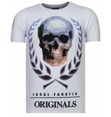 Local Fanatic Skull Originals - Rhinestone T-shirt - Wit