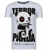 Local Fanatic Terror Panda - Rhinestone T-shirt - Wit