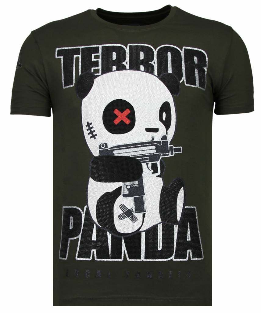 Local Fanatic Terror Panda Rhinestone T Shirt Khaki local fanatic kopen in de aanbieding