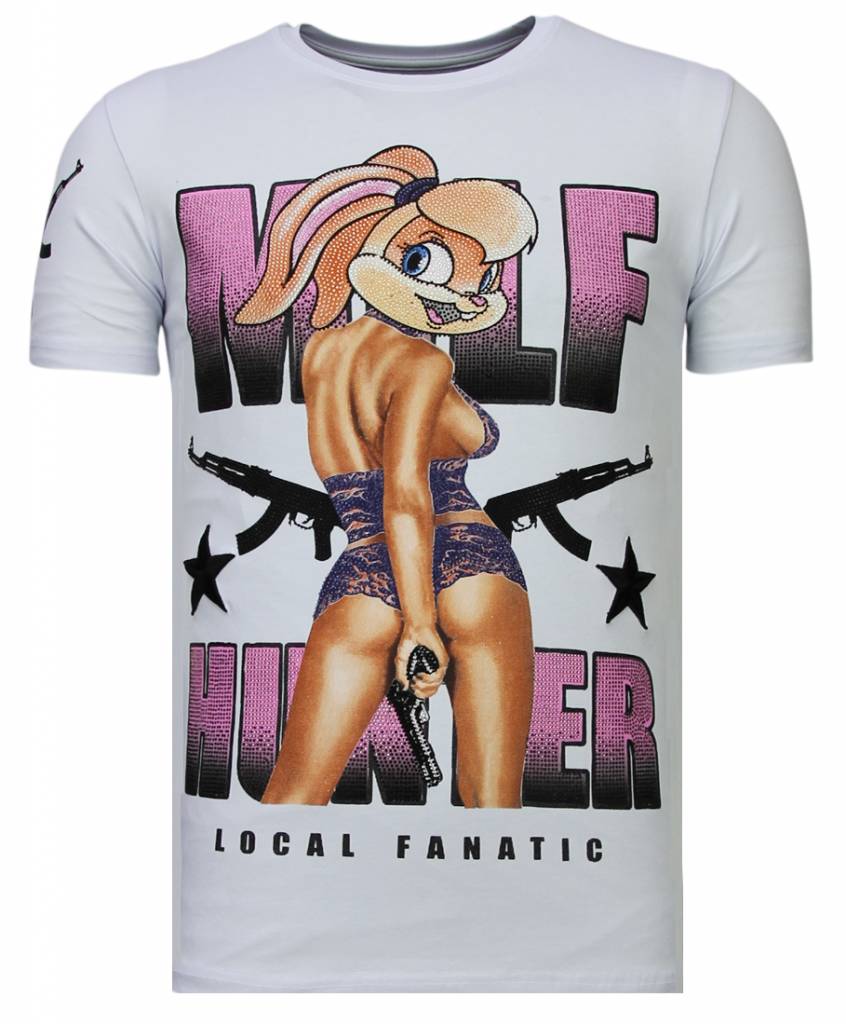 Local Fanatic Milf Hunter Rhinestone T Shirt Wit local fanatic kopen in de aanbieding Local Fanatic Milf Hunter Rhinestone T Shirt Wit local fanatic kopen in de aanbieding