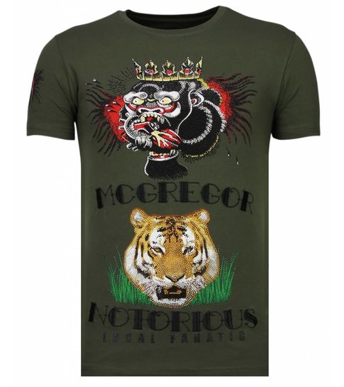 Local Fanatic McGregor Tattoo - Rhinestone T-shirt - Khaki
