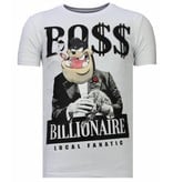 Local Fanatic Billionaire Boss - Rhinestone T-shirt - Wit