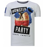 Local Fanatic Monster Party - Rhinestone T-shirt - Wit