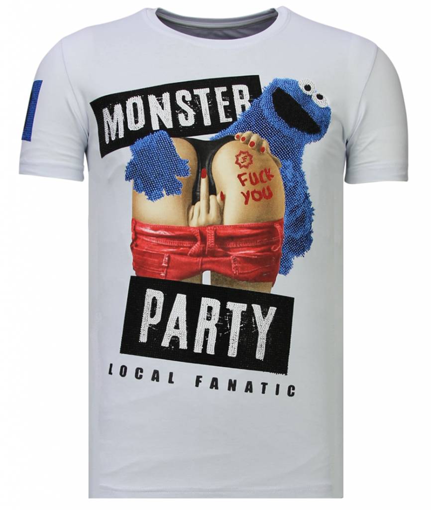 Local Fanatic Monster Party Rhinestone T Shirt Wit local fanatic kopen in de aanbieding Local Fanatic Monster Party Rhinestone T Shirt Wit local fanatic kopen in de aanbieding