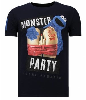 Local Fanatic Monster Party - Rhinestone T-shirt - Navy