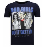 Local Fanatic Bad Girls Do It Better - Rhinestone T-shirt - Navy