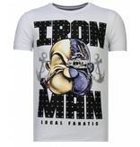 Local Fanatic Iron Man Popeye - Rhinestone T-shirt - Wit