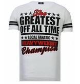 Local Fanatic Greatest Of All Time - Rhinestone T-shirt - Wit
