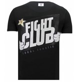 Local Fanatic Fight Club Mario - Rhinestone T-shirt - Zwart