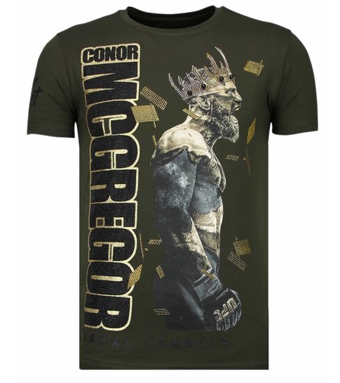 Local Fanatic Notorious King - Conor McGregor Rhinestone T-shirt - Khaki