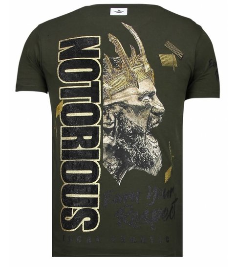 Local Fanatic Notorious King - Conor McGregor Rhinestone T-shirt - Khaki