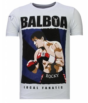 Local Fanatic Balboa - Rhinestone T-shirt - Wit