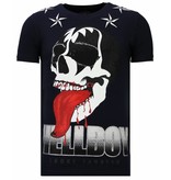 Local Fanatic Hellboy - Rhinestone T-shirt - Navy