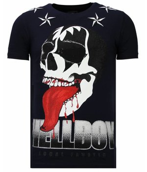 Local Fanatic Hellboy - Rhinestone T-shirt - Navy