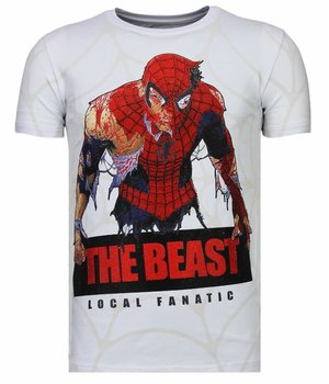 Local Fanatic The Beast Spider - Rhinestone T-shirt - Wit