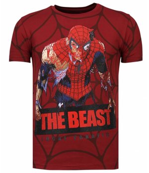 Local Fanatic The Beast Spider - Rhinestone T-shirt - Bordeaux