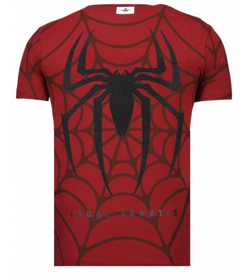 Local Fanatic The Beast Spider - Rhinestone T-shirt - Bordeaux